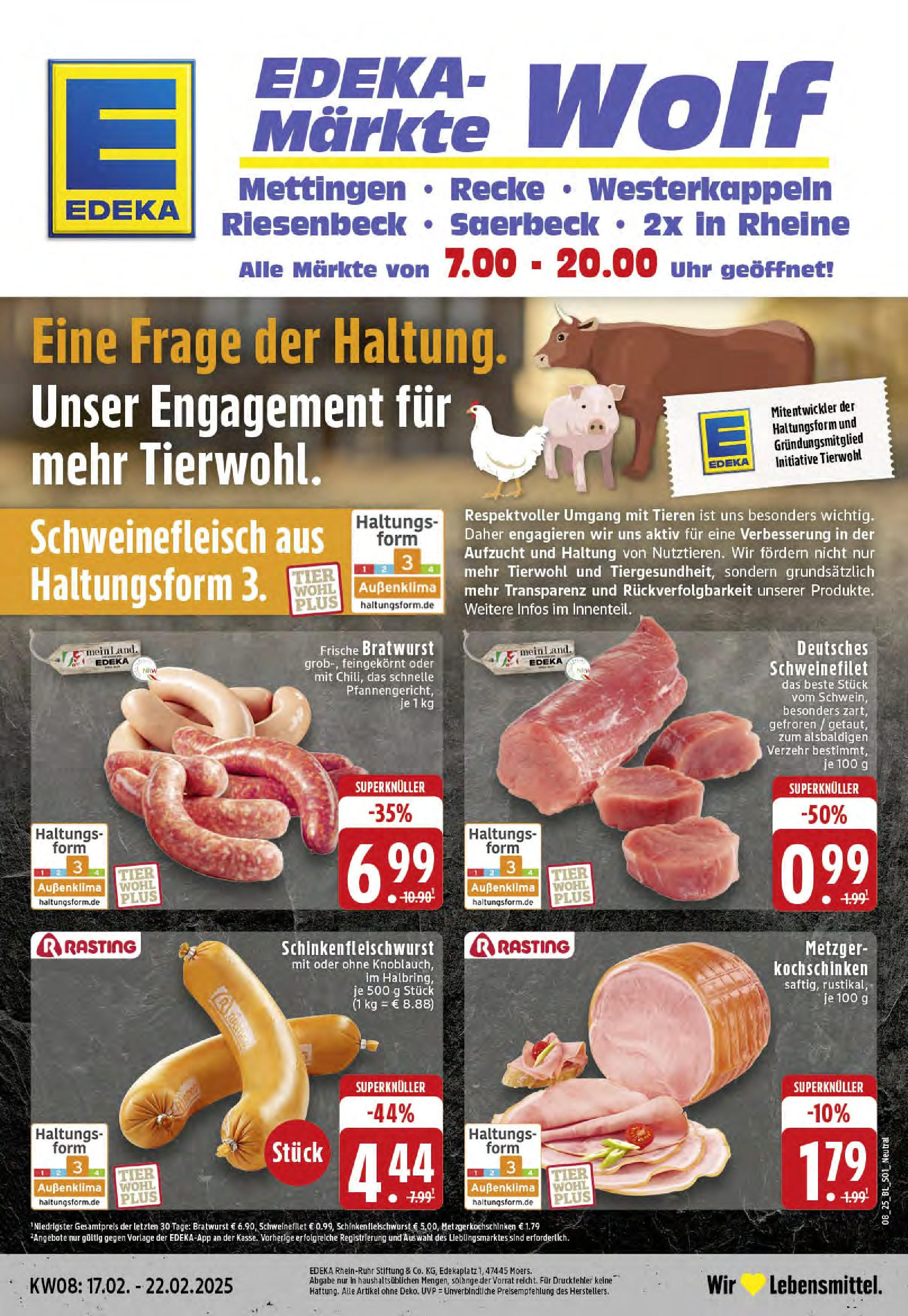 Edeka - EDEKA: Wochenangebote (ab 16.02.2025) » Angebote Online | Seite: 1 | Produkte: Bratwurst, Schweinefilet, Schweinefleisch, Uhr