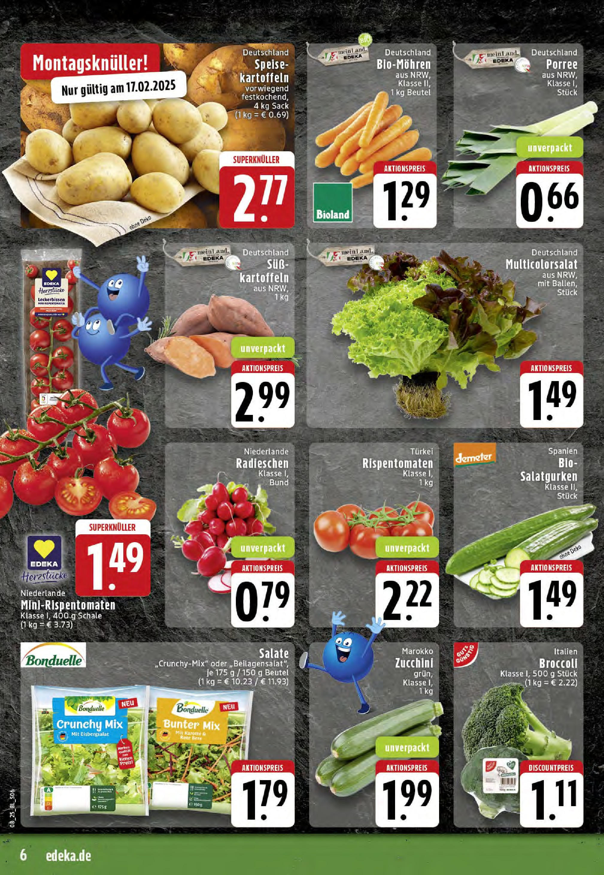 Edeka - EDEKA: Wochenangebote (ab 16.02.2025) » Angebote Online | Seite: 6 | Produkte: Eisbergsalat, Kartoffeln, Zucchini