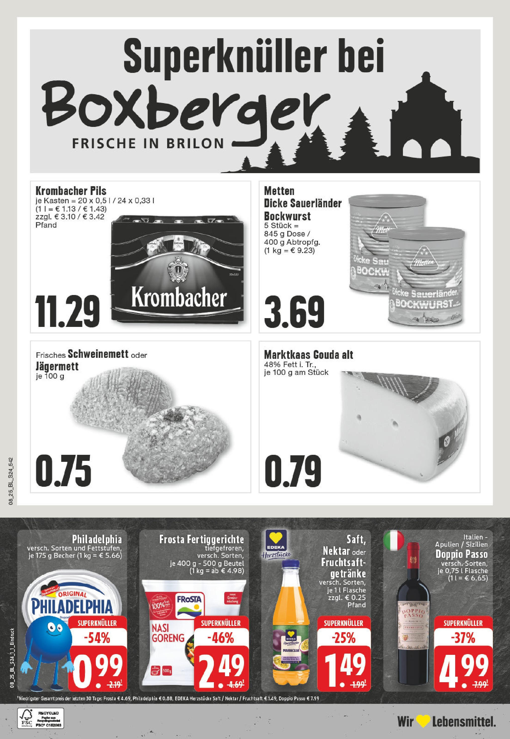 Edeka - EDEKA: Wochenangebote (ab 16.02.2025) » Angebote Online | Seite: 24 | Produkte: Bockwurst, Pils, Krombacher, Saft