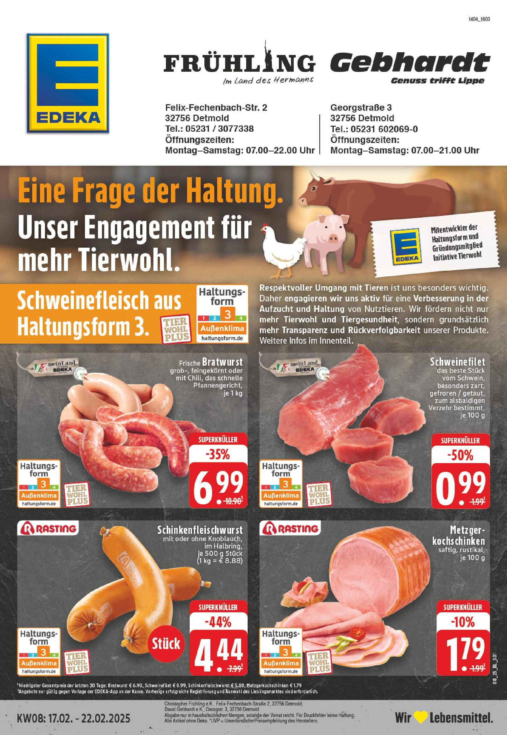 Edeka - EDEKA: Wochenangebote (ab 16.02.2025) » Angebote Online | Seite: 1 | Produkte: Bratwurst, Schweinefilet, Schweinefleisch, Uhr