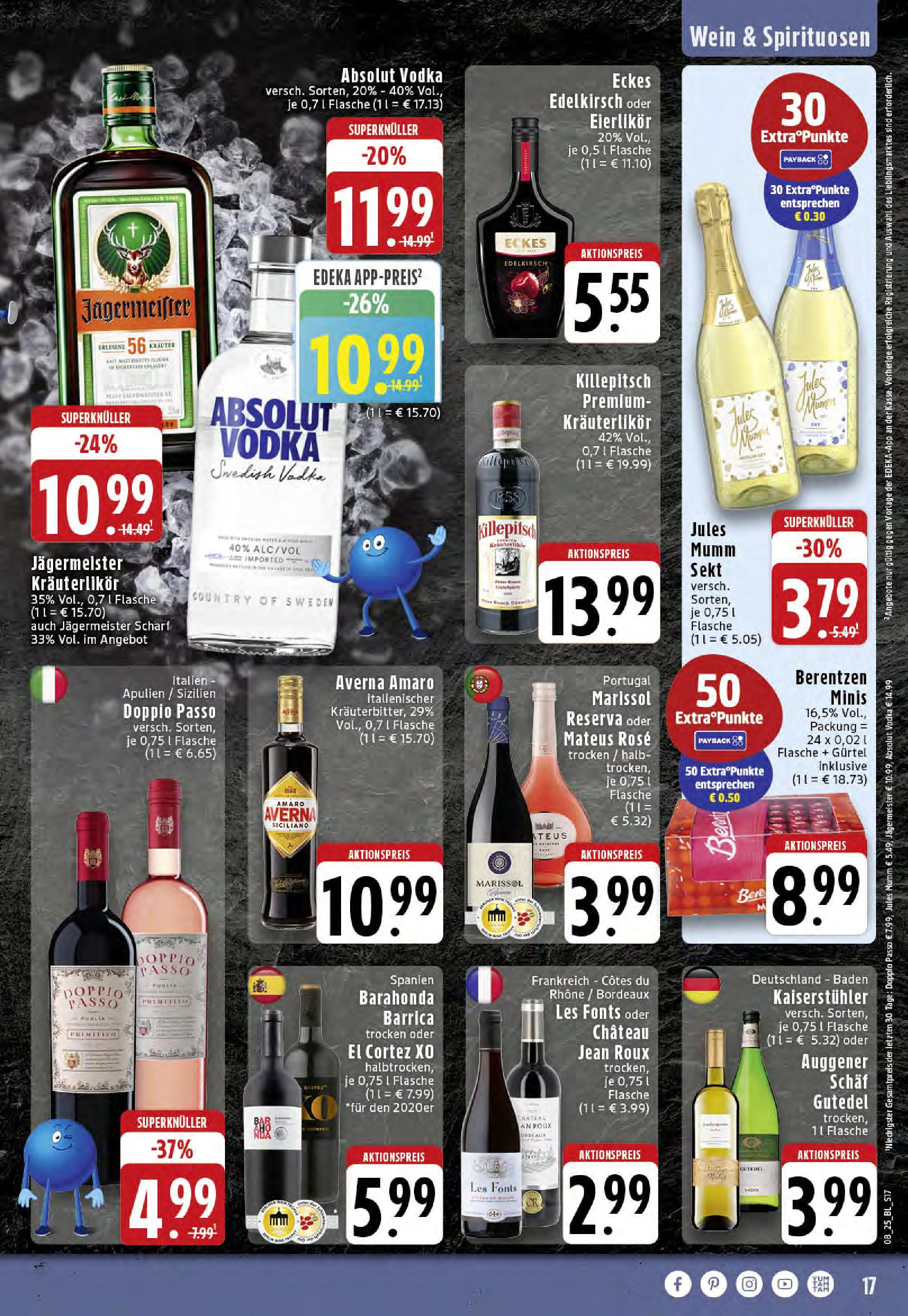 Edeka - EDEKA: Wochenangebote (ab 16.02.2025) » Angebote Online | Seite: 17 | Produkte: Jules mumm, Wein, Vodka, Gürtel