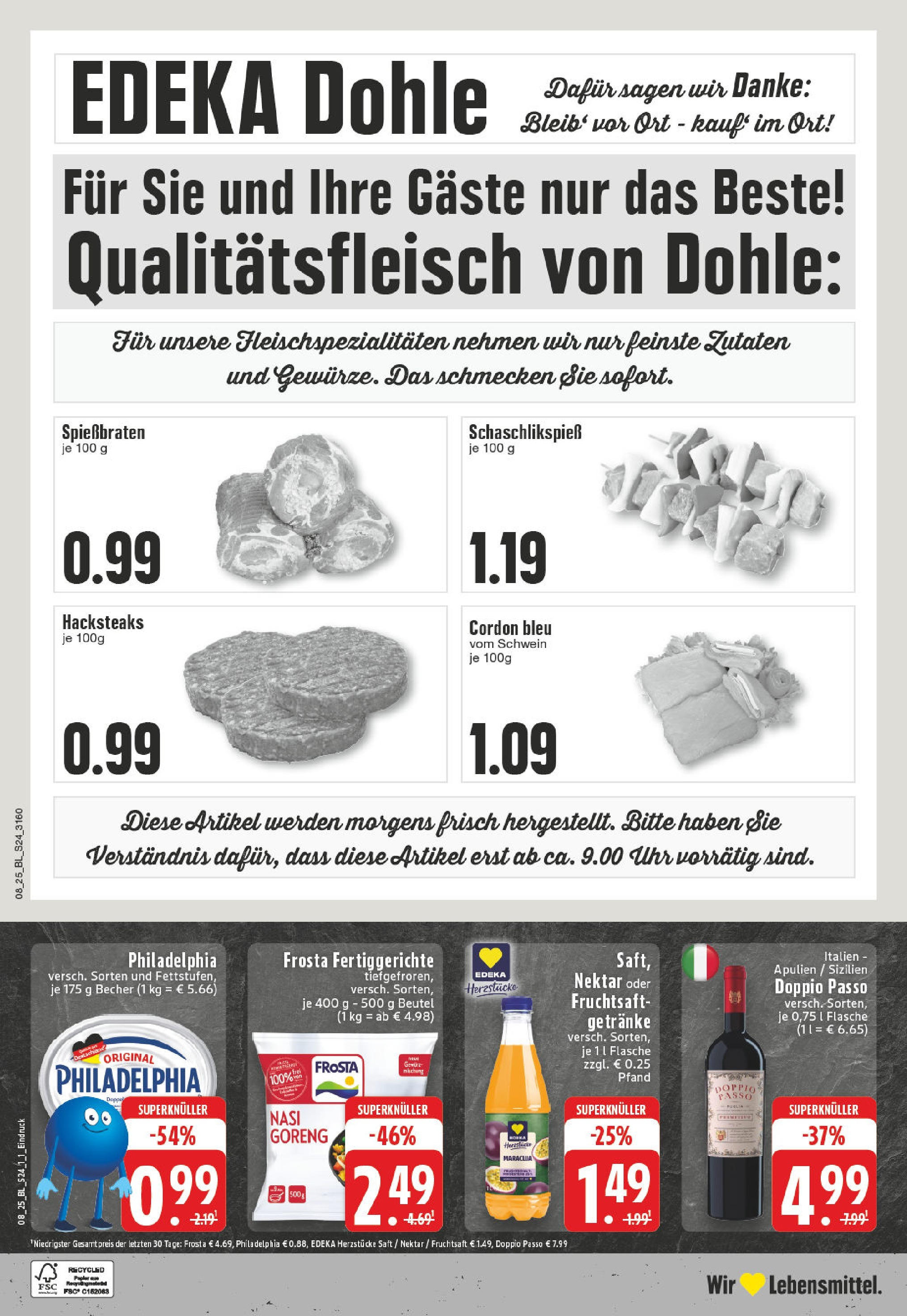 Edeka - EDEKA: Wochenangebote (ab 16.02.2025) » Angebote Online | Seite: 24 | Produkte: Philadelphia, Frosta, Saft, Uhr