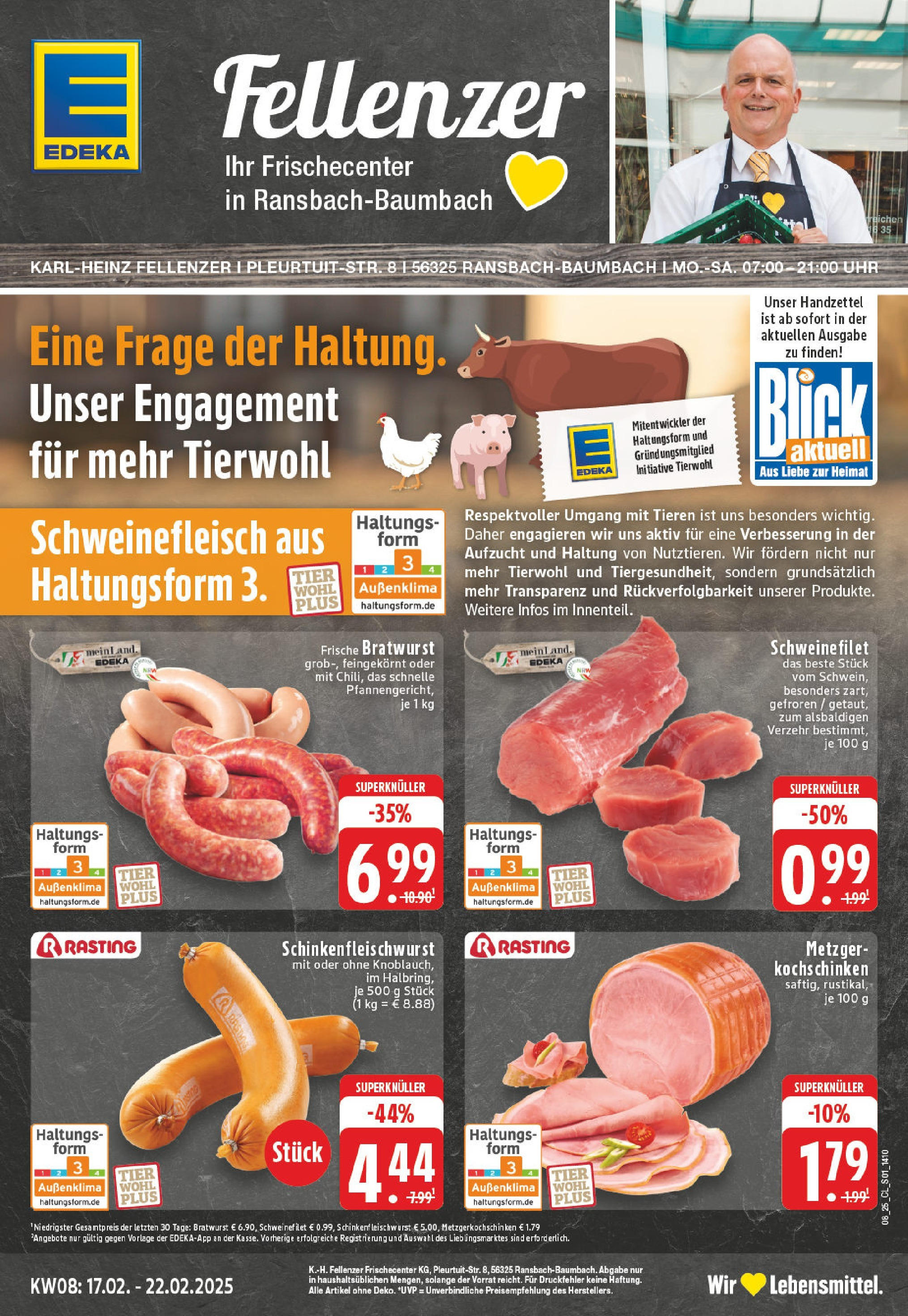 Edeka - EDEKA: Wochenangebote (ab 16.02.2025) » Angebote Online | Seite: 1 | Produkte: Bratwurst, Schweinefilet, Schweinefleisch, Uhr