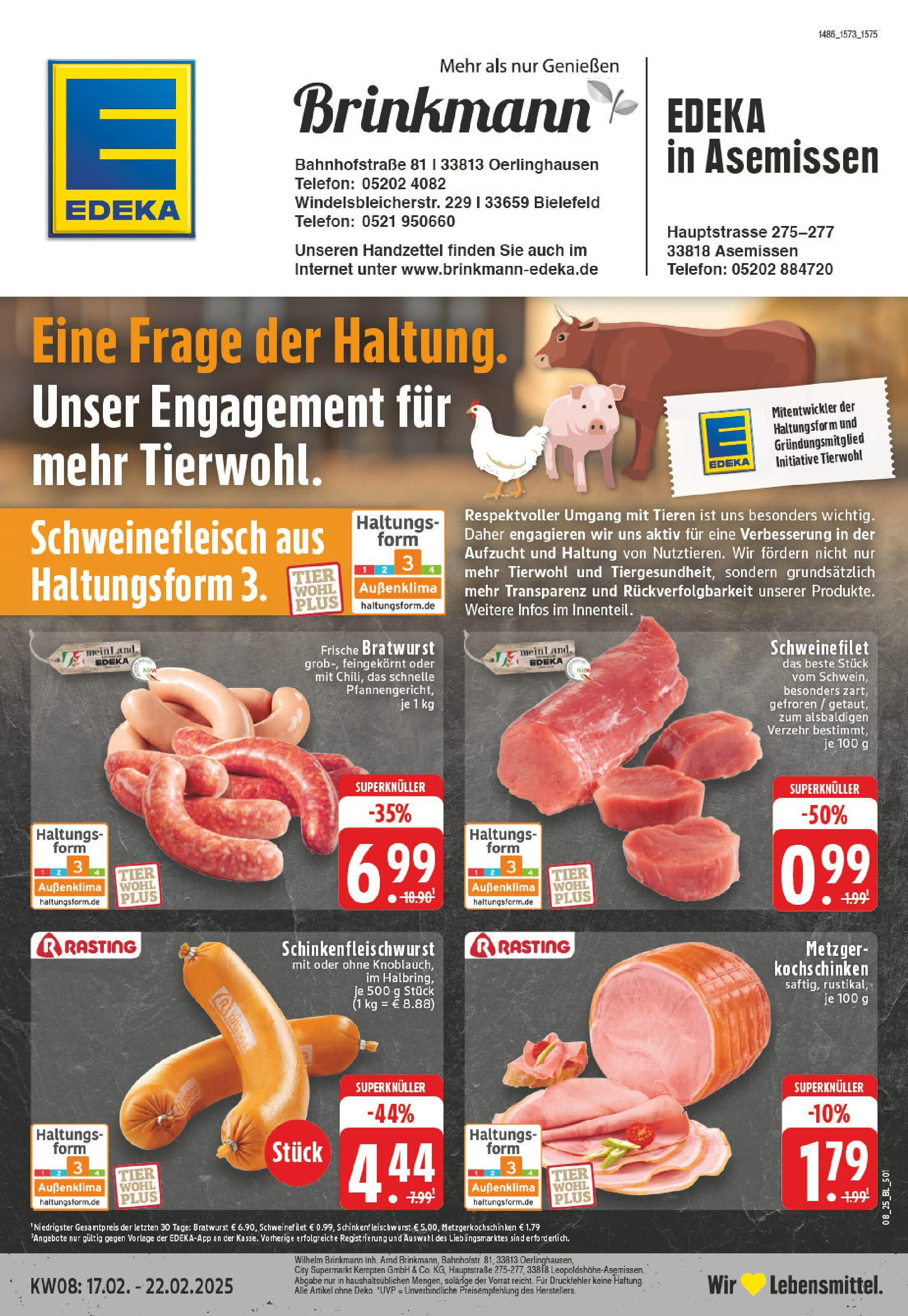 Edeka - EDEKA: Wochenangebote (ab 16.02.2025) » Angebote Online | Seite: 1 | Produkte: Bratwurst, Schweinefilet, Schweinefleisch, Telefon