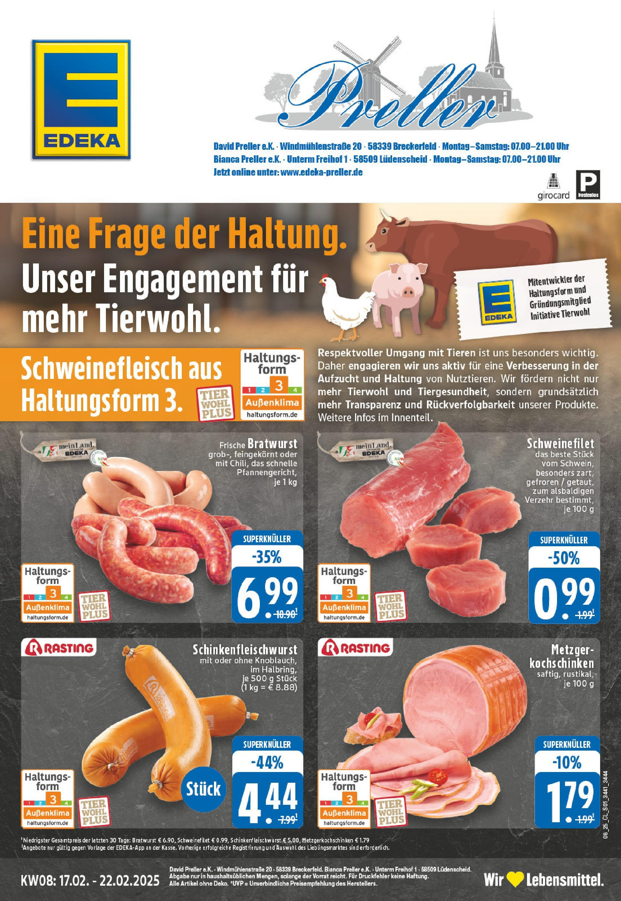 Edeka - EDEKA: Wochenangebote (ab 16.02.2025) » Angebote Online | Seite: 1 | Produkte: Bratwurst, Schweinefilet, Schweinefleisch, Uhr