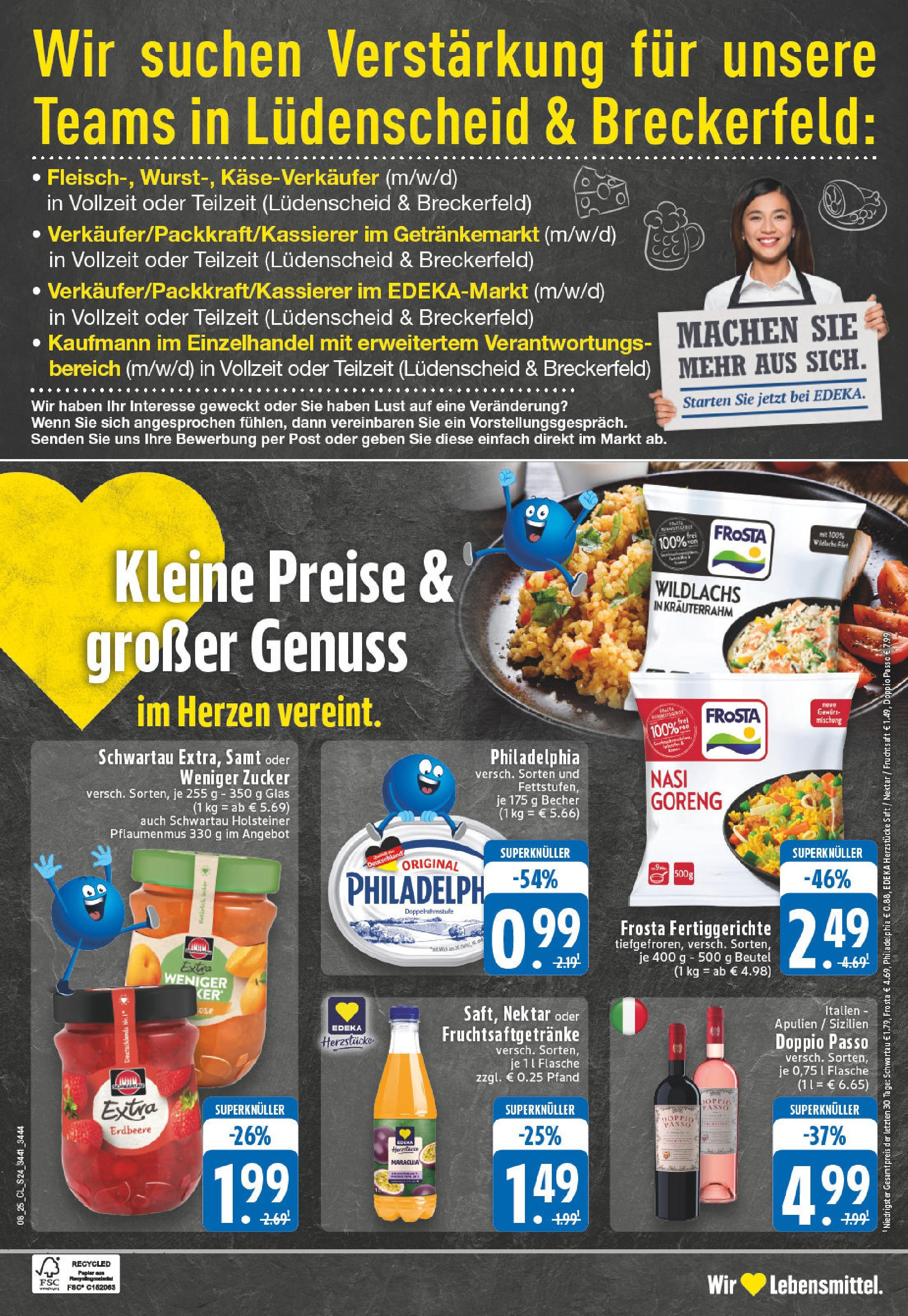 Edeka - EDEKA: Wochenangebote (ab 16.02.2025) » Angebote Online | Seite: 24 | Produkte: Philadelphia, Frosta, Fertiggerichte, Doppio Passo