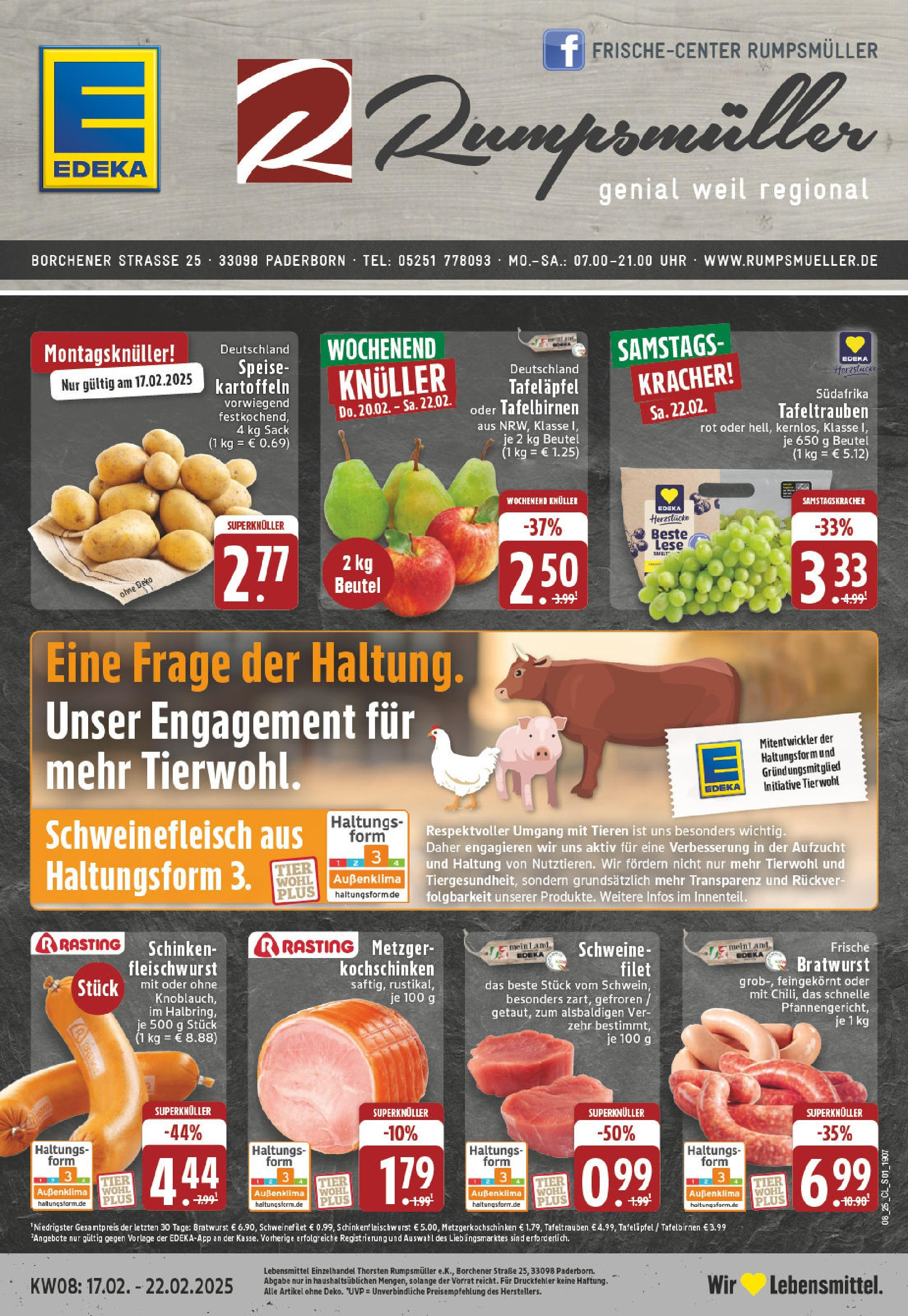 Edeka - EDEKA: Wochenangebote (ab 16.02.2025) » Angebote Online | Seite: 1 | Produkte: Schweinefilet, Kartoffeln, Schinken, Schweinefleisch