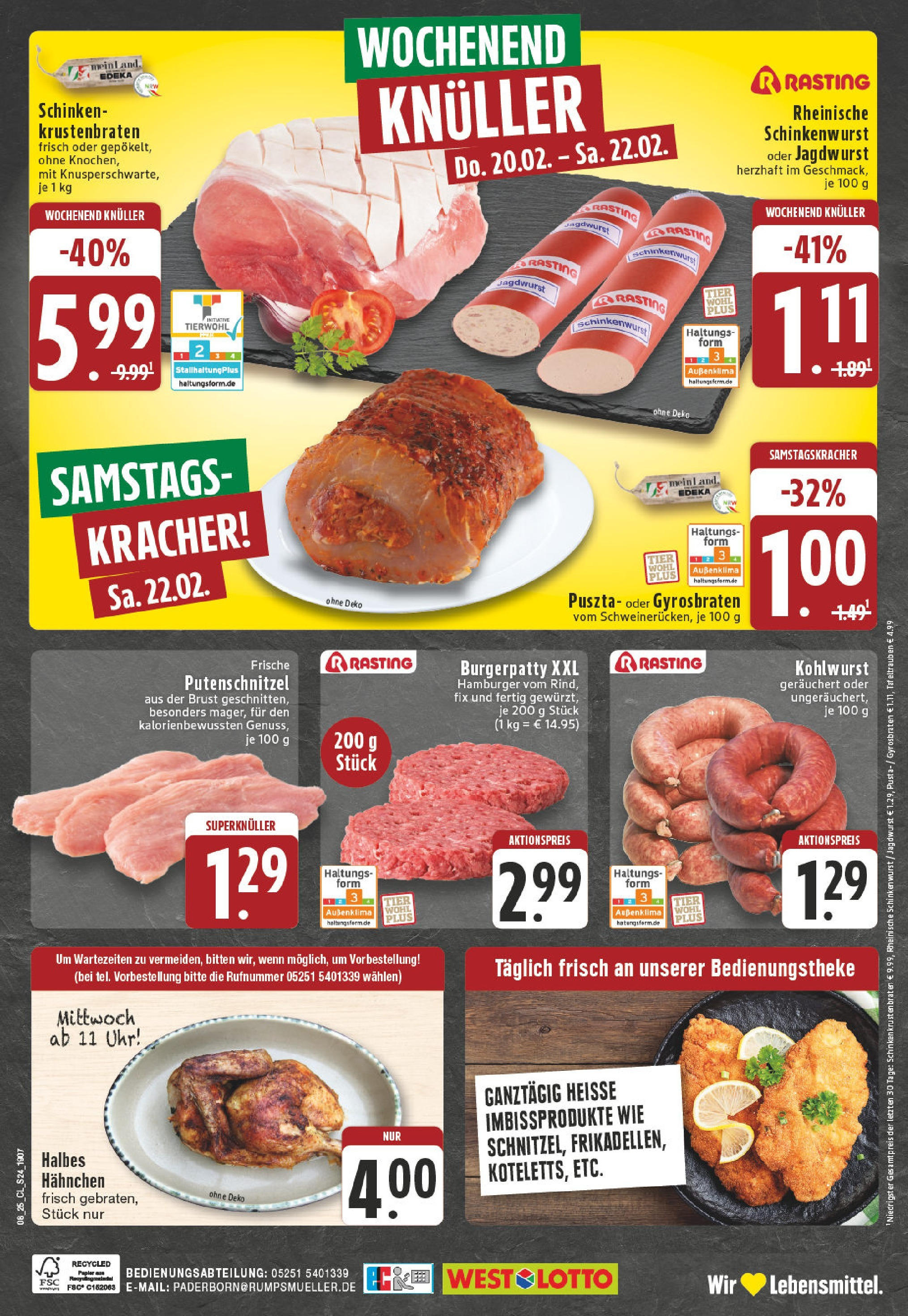 Edeka - EDEKA: Wochenangebote (ab 16.02.2025) » Angebote Online | Seite: 24 | Produkte: Hahnchen, Putenschnitzel, Schinken, Uhr