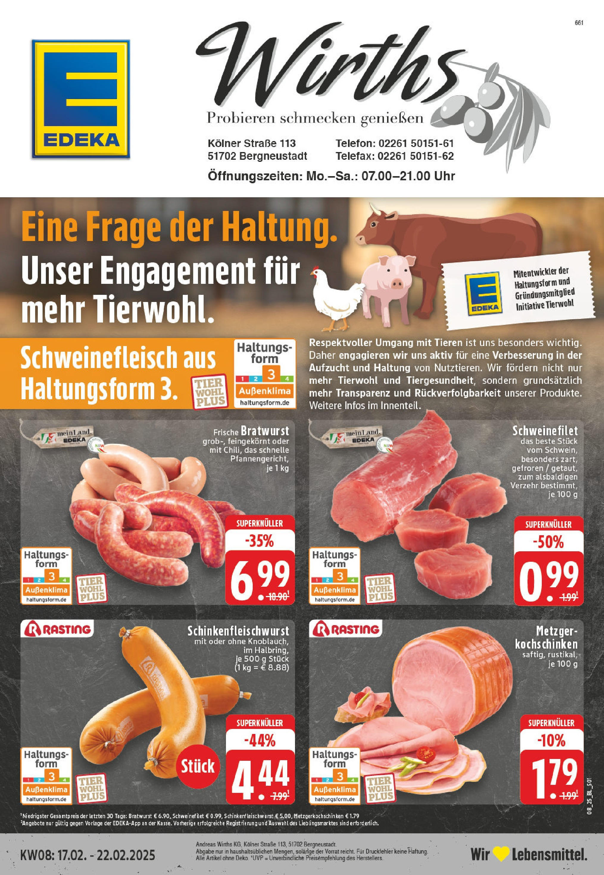 Edeka - EDEKA: Wochenangebote (ab 16.02.2025) » Angebote Online | Seite: 1 | Produkte: Bratwurst, Schweinefilet, Schweinefleisch, Telefon