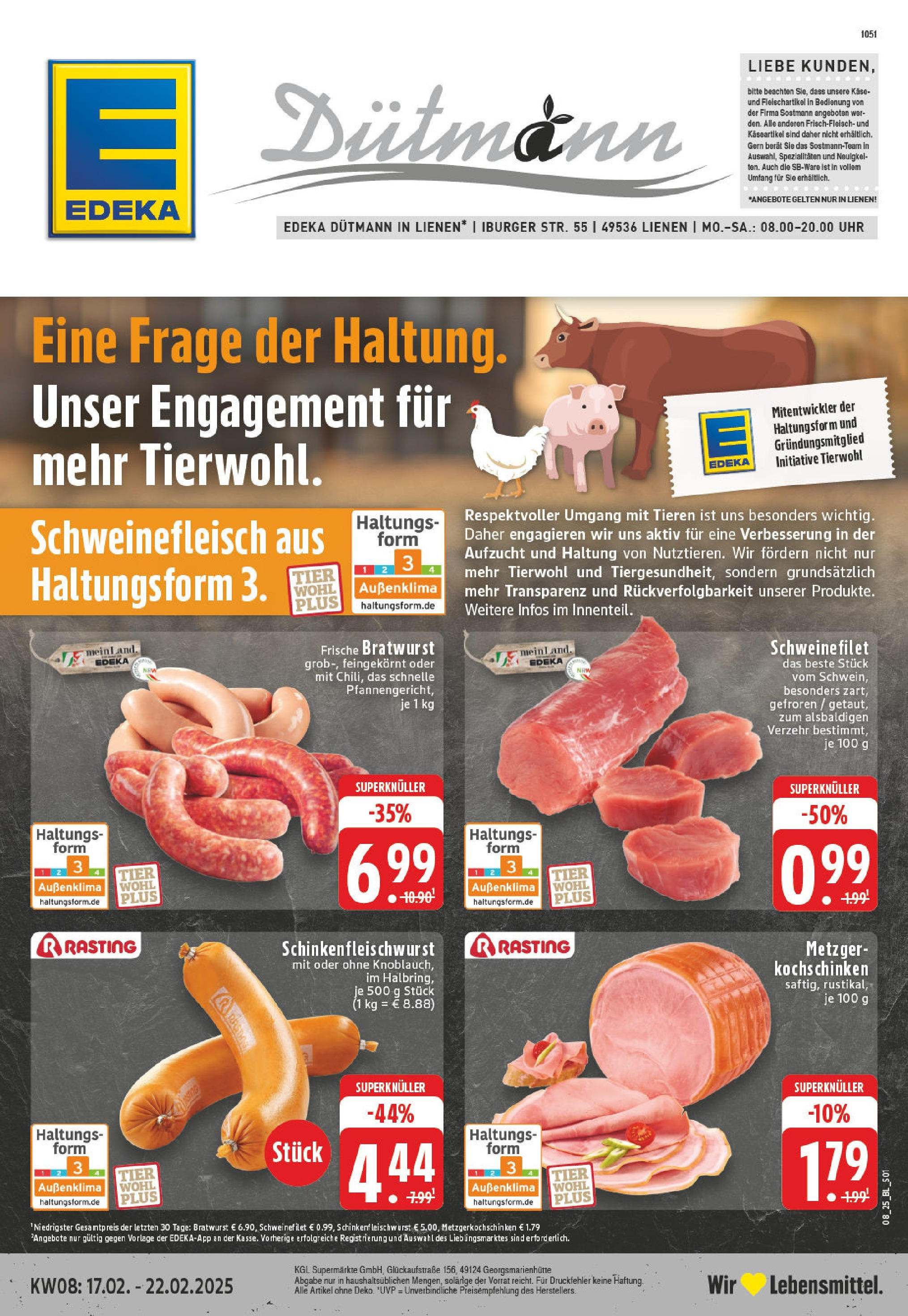 Edeka - EDEKA: Wochenangebote (ab 16.02.2025) » Angebote Online | Seite: 1 | Produkte: Käse, Bratwurst, Schweinefilet, Schweinefleisch