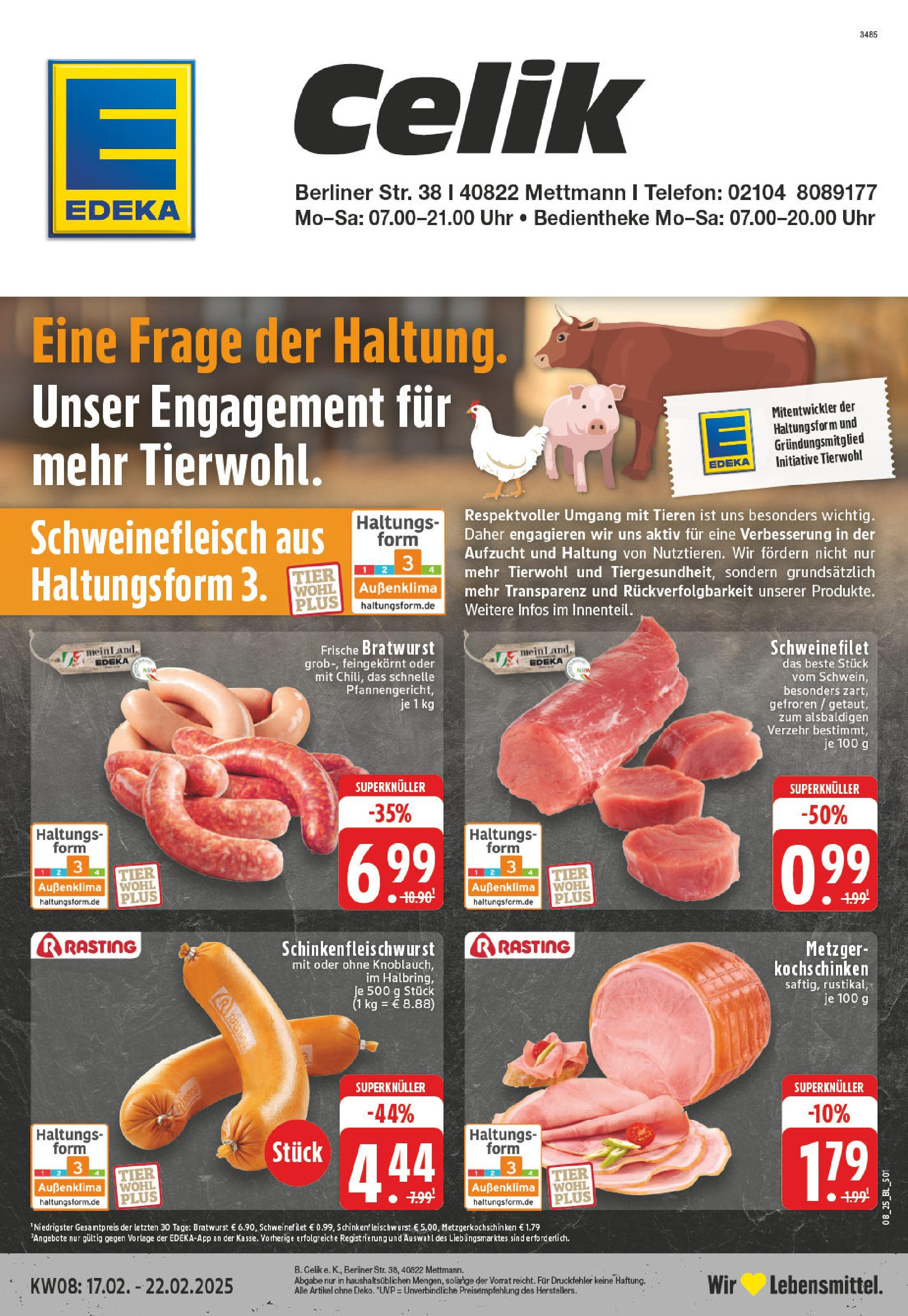 Edeka - EDEKA: Wochenangebote (ab 16.02.2025) » Angebote Online | Seite: 1 | Produkte: Berliner, Bratwurst, Schweinefleisch, Uhr