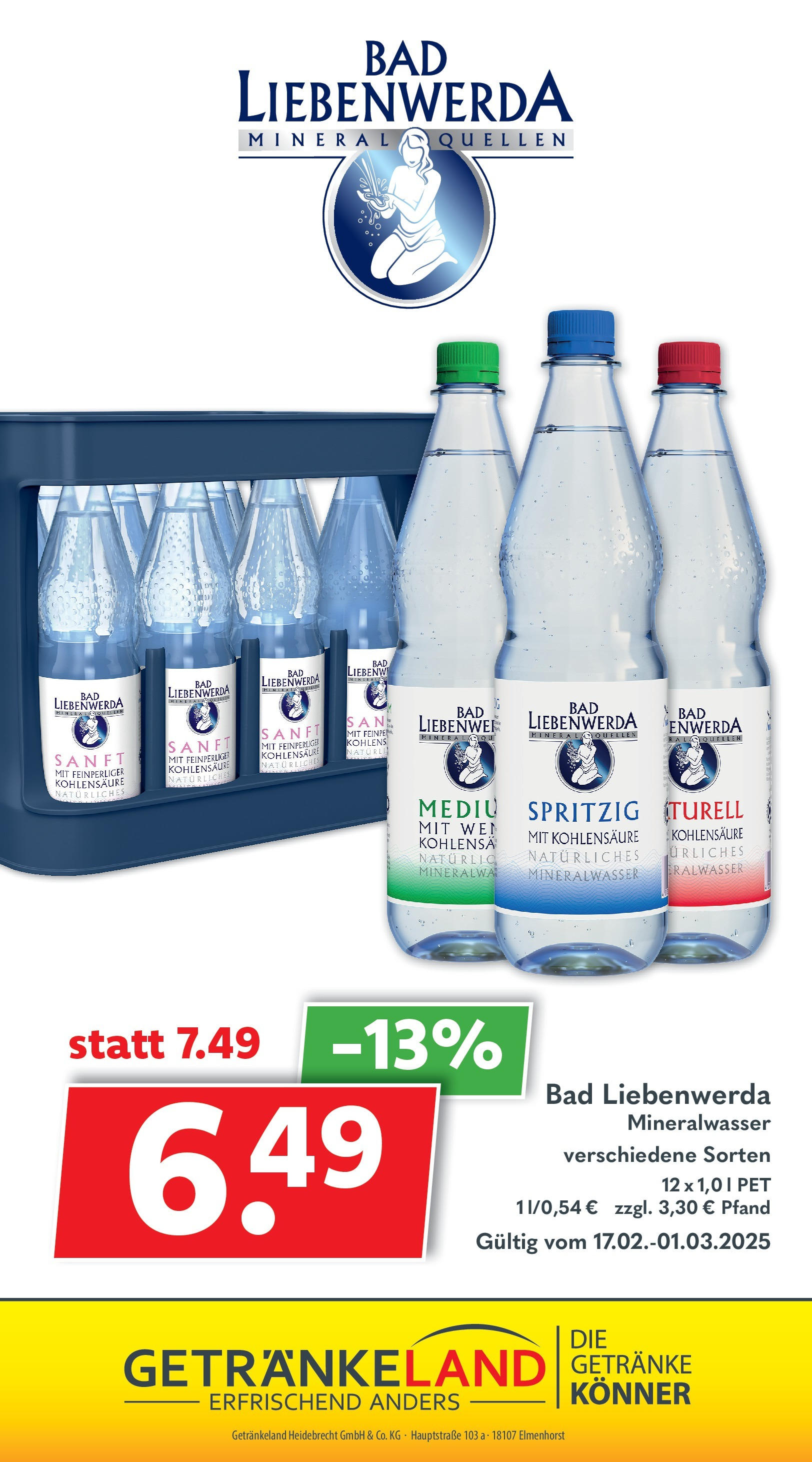 Getränkeland Prospekt 	 (ab 17.02.2025) zum Blättern | Seite: 7 | Produkte: Bad, Mineralwasser