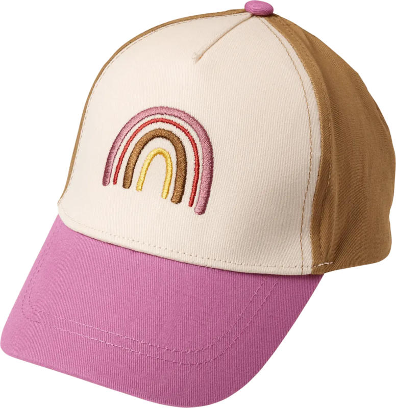 PUSBLU Basecap mit Regenbogen-Stickerei, beige & rosa, Gr. 54/55