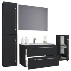 Badezimmer Badinos 5-teilig Schwarz B: 80 Cm