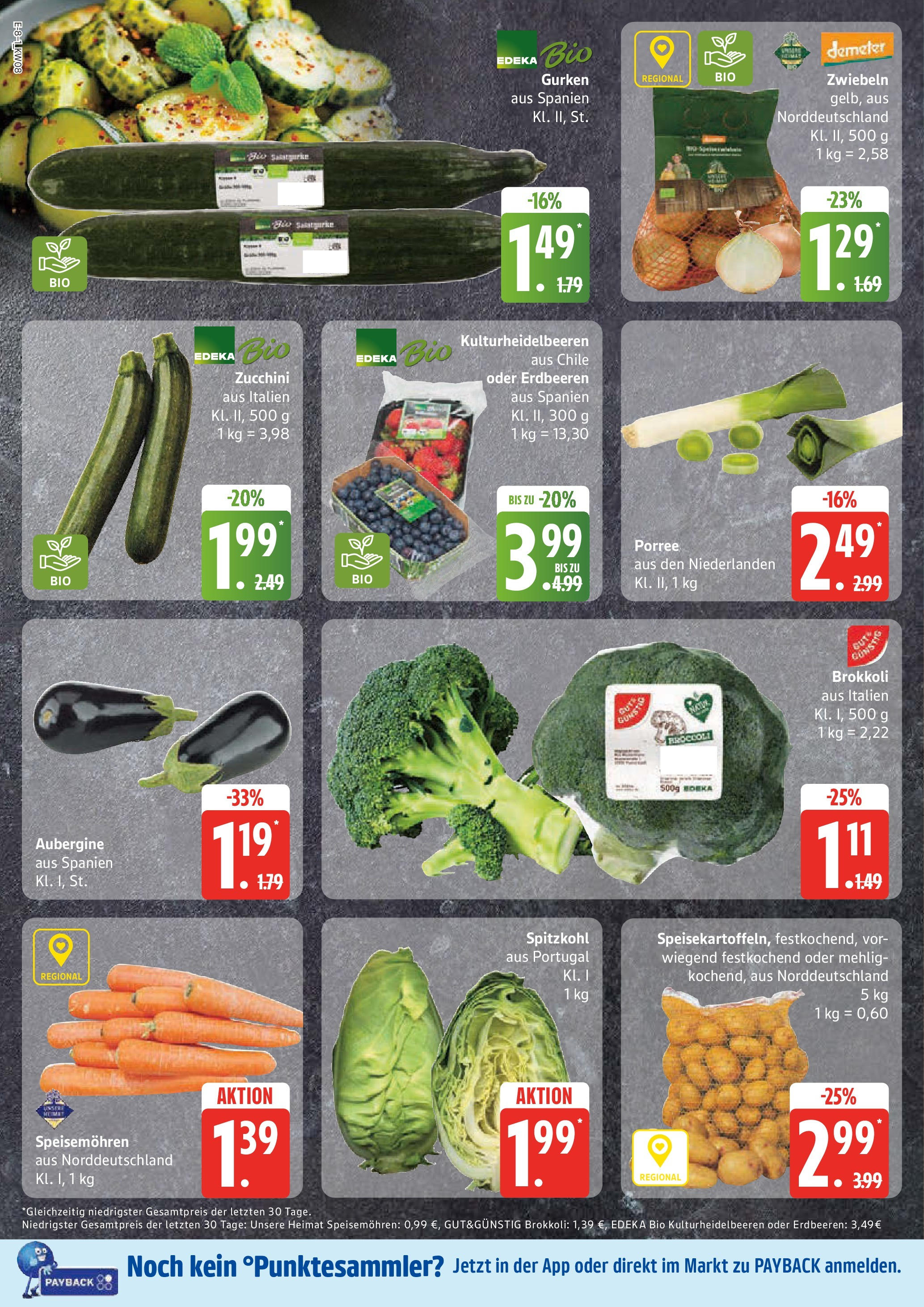 Edeka - EDEKA: Wochenangebote (ab 16.02.2025) » Angebote Online | Seite: 8 | Produkte: Aubergine, Zucchini, Erdbeeren, Gurken