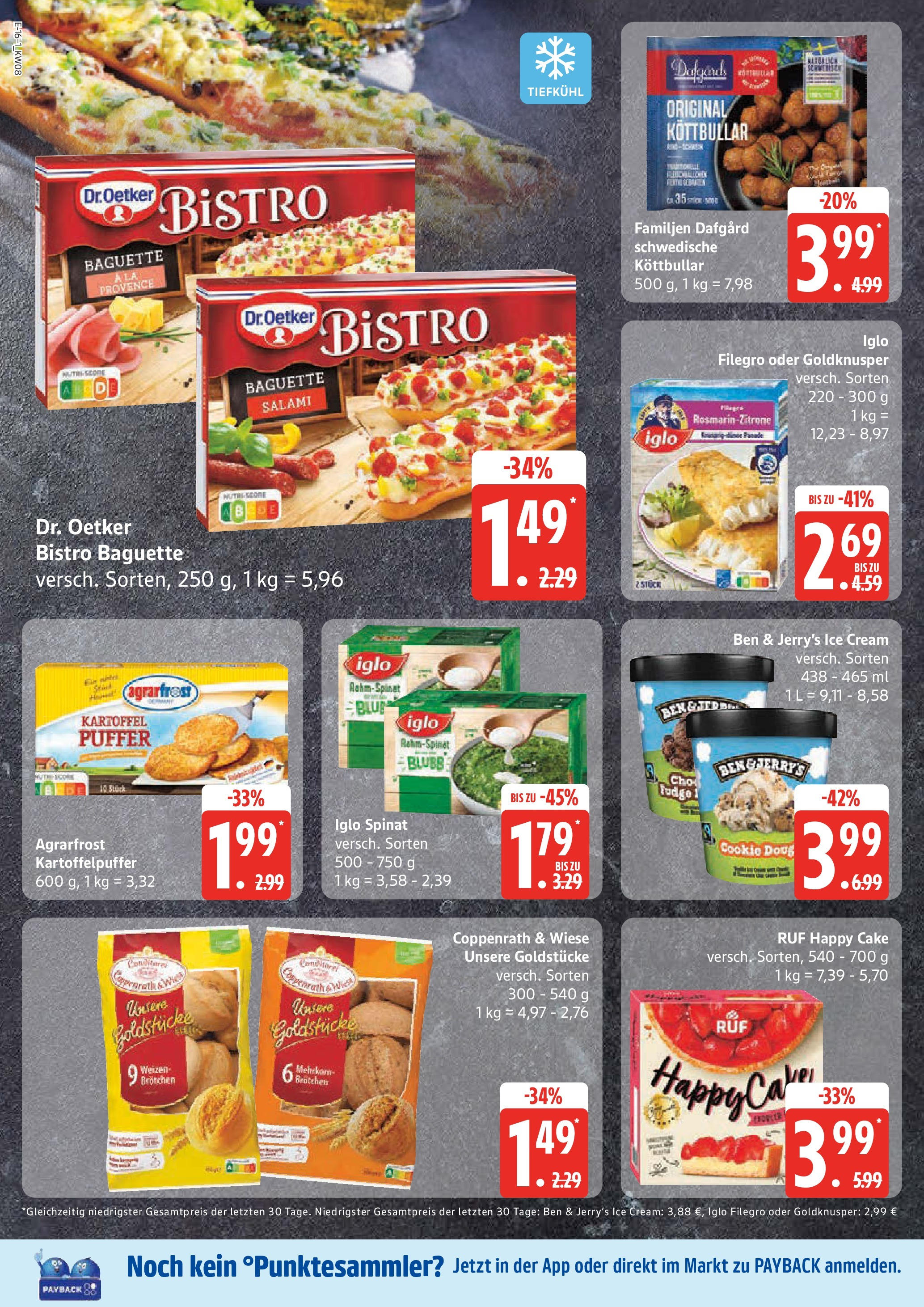 Edeka - EDEKA: Wochenangebote (ab 16.02.2025) » Angebote Online | Seite: 16 | Produkte: Iglo, Baguette, Ben & Jerry's, Salami