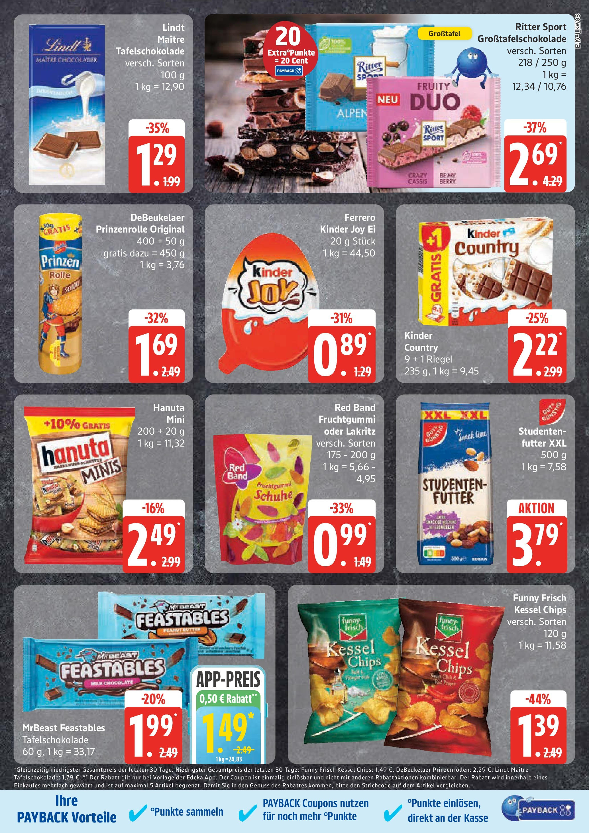 Edeka - EDEKA: Wochenangebote (ab 16.02.2025) » Angebote Online | Seite: 19 | Produkte: Ritter sport, Kinder joy, Lindt, Chips