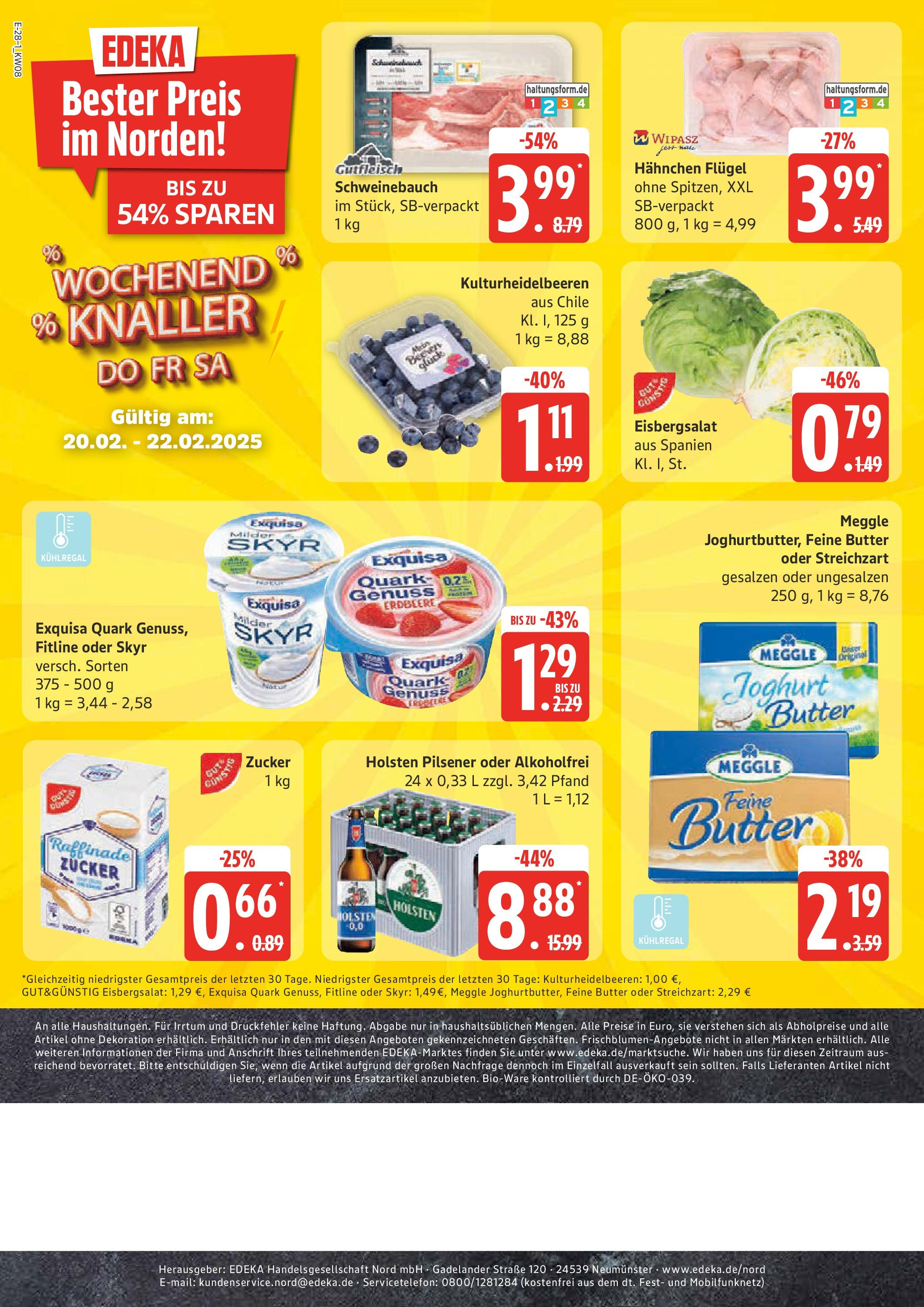 Edeka - EDEKA: Wochenangebote (ab 16.02.2025) » Angebote Online | Seite: 28 | Produkte: Quark, Schweinebauch, Eisbergsalat, Zucker