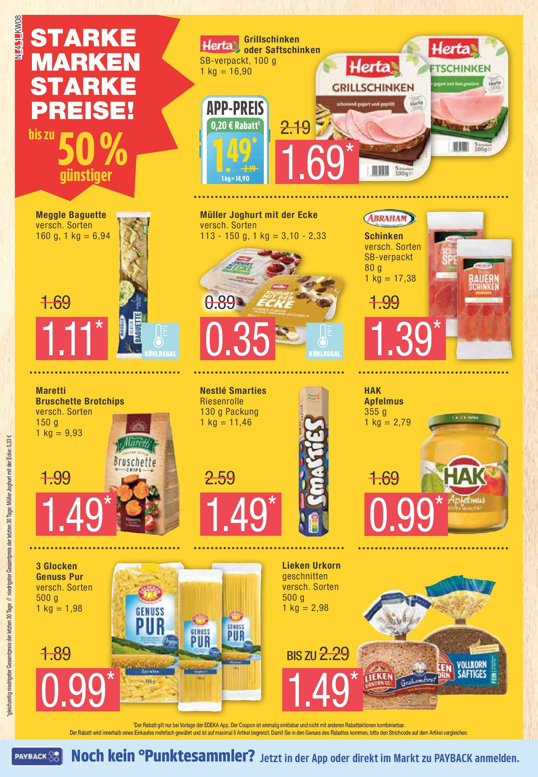 Edeka - EDEKA: Wochenangebote (ab 16.02.2025) » Angebote Online | Seite: 4 | Produkte: Joghurt, Smarties, Baguette, Schinken