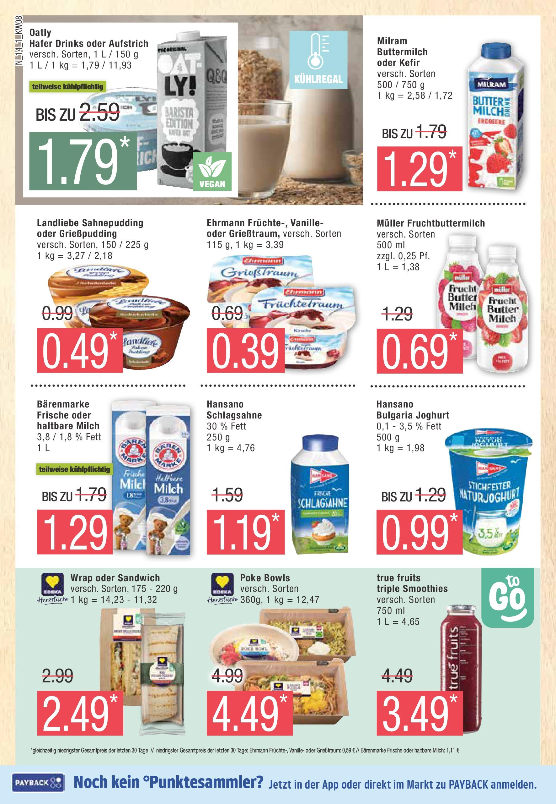 Edeka - EDEKA: Wochenangebote (ab 16.02.2025) » Angebote Online | Seite: 14 | Produkte: Schlagsahne, Milch, Milram, Oatly