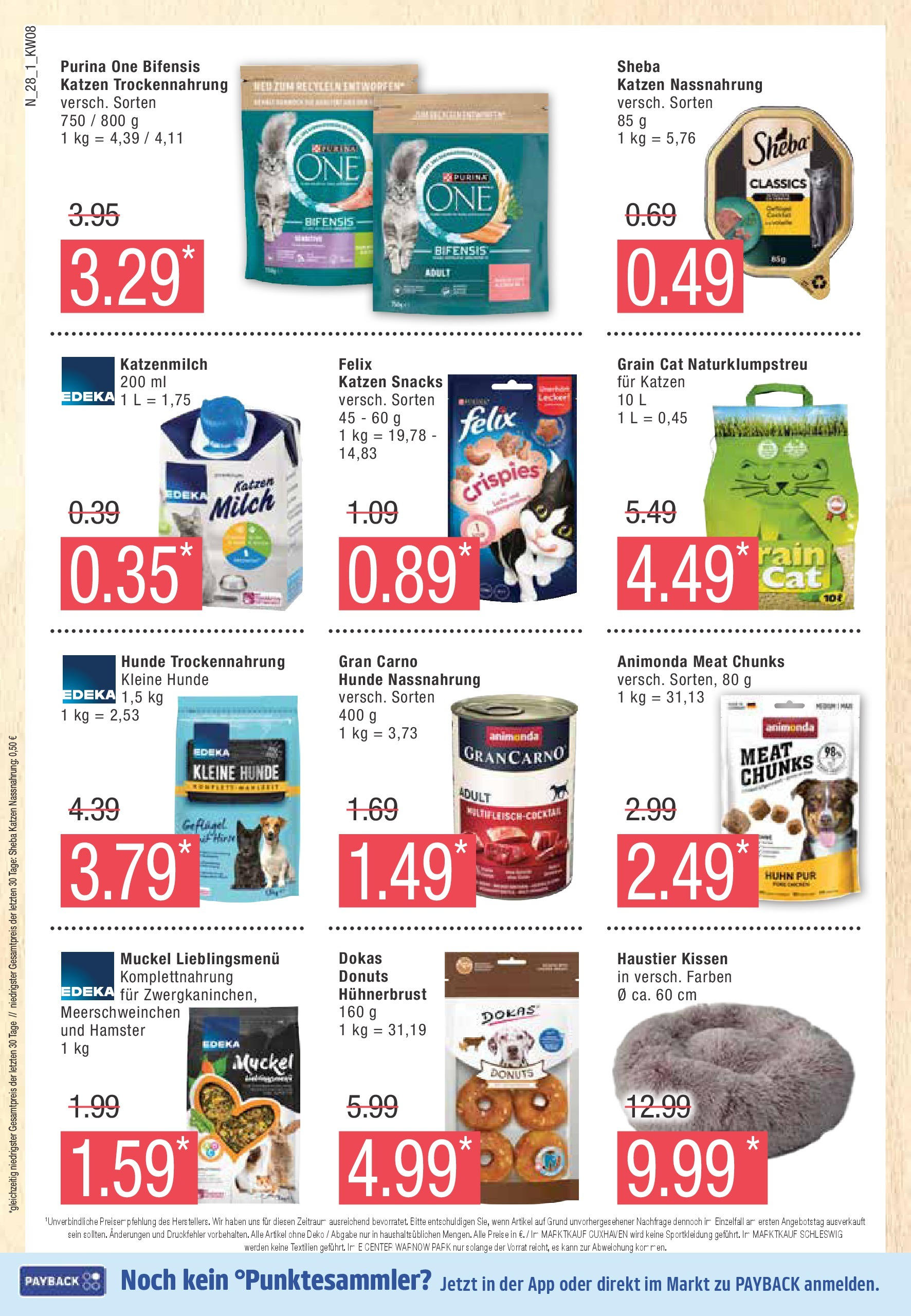 Edeka - EDEKA: Wochenangebote (ab 16.02.2025) » Angebote Online | Seite: 28 | Produkte: Purina one, Sheba, Kissen, Milch