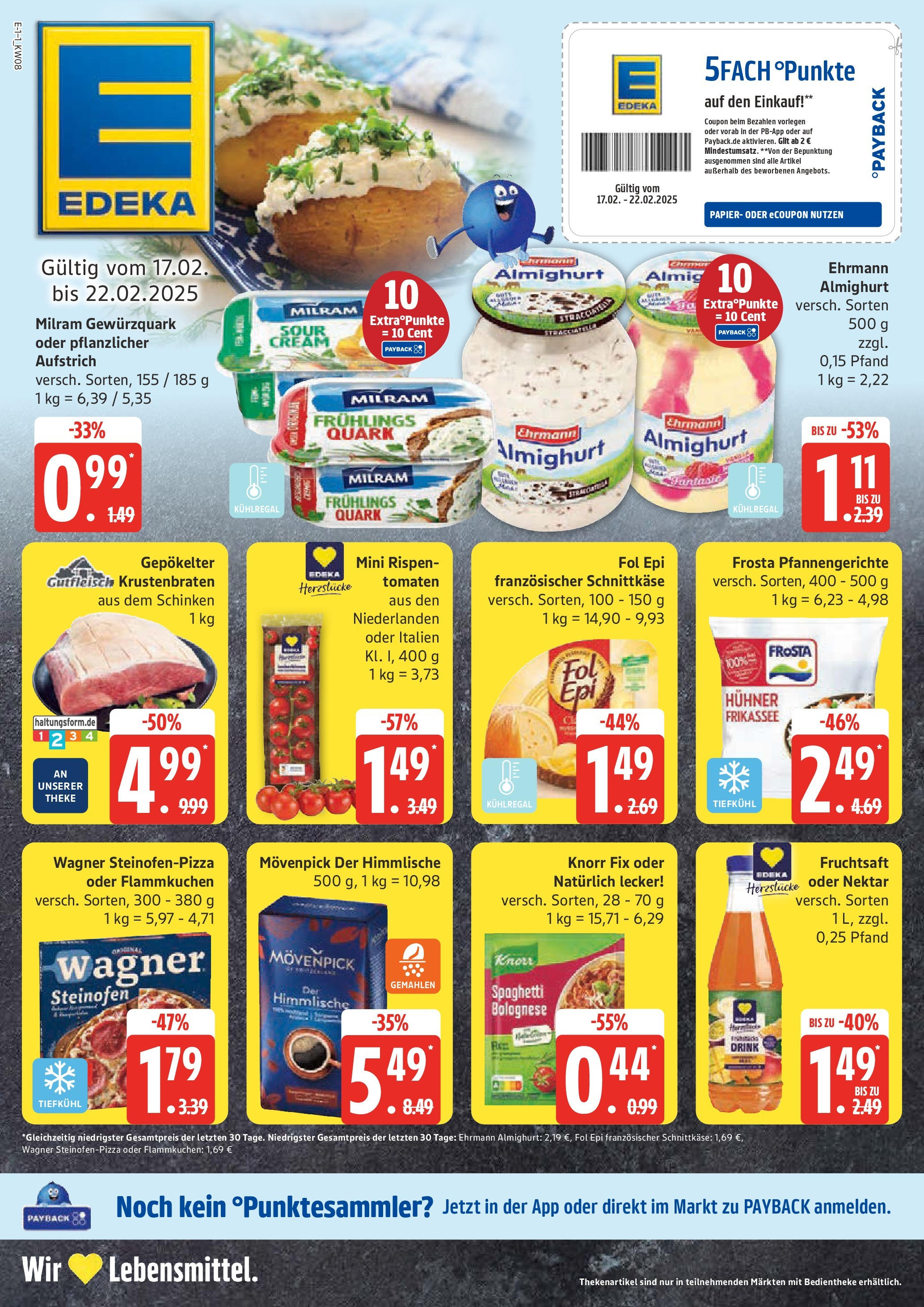 Edeka - EDEKA: Wochenangebote (ab 16.02.2025) » Angebote Online | Seite: 1 | Produkte: Quark, Theke, Krustenbraten, Milram