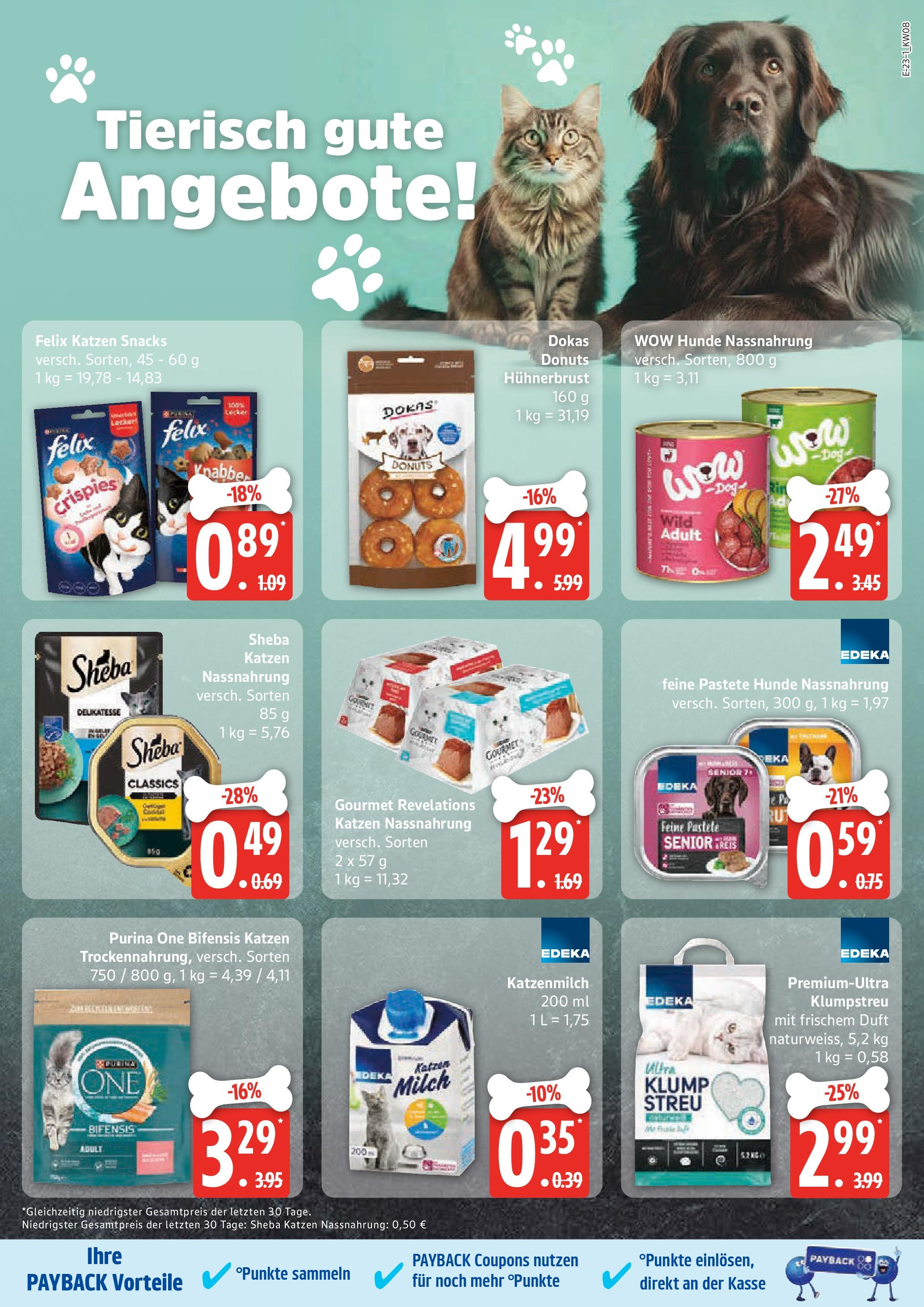 Edeka - EDEKA: Wochenangebote (ab 16.02.2025) » Angebote Online | Seite: 23 | Produkte: Purina one, Milch, Duft, Donuts