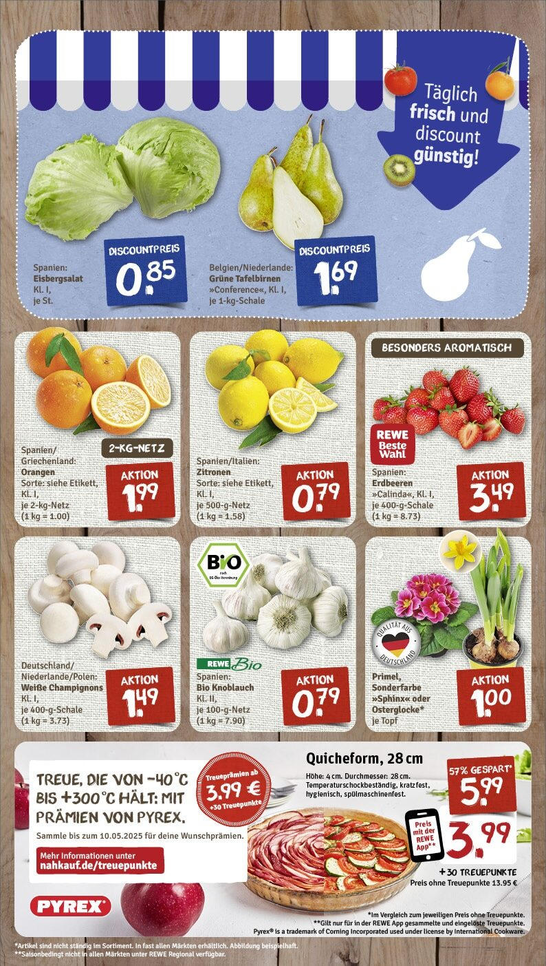 Rewe - Rewe: Wochenangebote (ab 16.02.2025) zum Blättern » Angebote | Seite: 3 | Produkte: Orangen, Champignons, Knoblauch, Zitronen