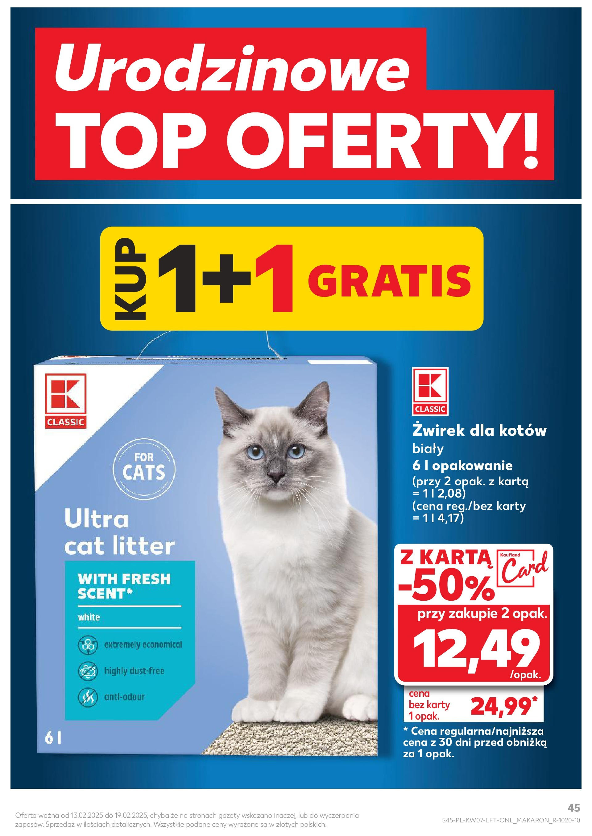 Kaufland gazetka od 13.02.2025 - od jutra PDF | Strona: 45 | Produkty: Karta, Kluski śląskie, Pieluchomajtki, Dżem