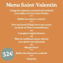 menu spécial pour la Saint Valentin