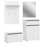 M&ouml;belix Garderoben-set Wei&szlig; Dekor 4--Teilig. Mit Spiegel