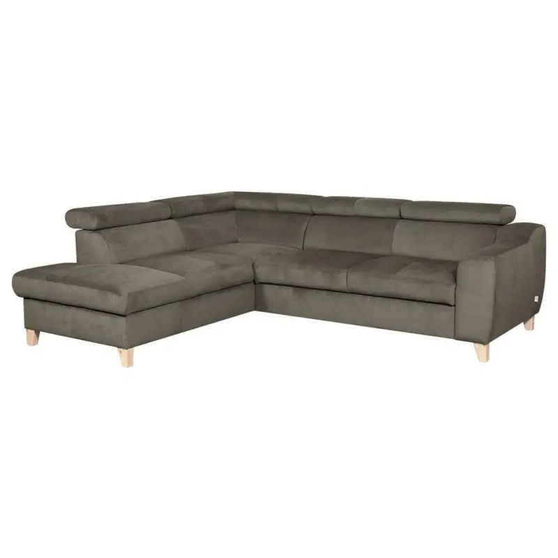Ecksofa Aspen mit Bettkasten Webstoff Graubraun 208x245 cm
