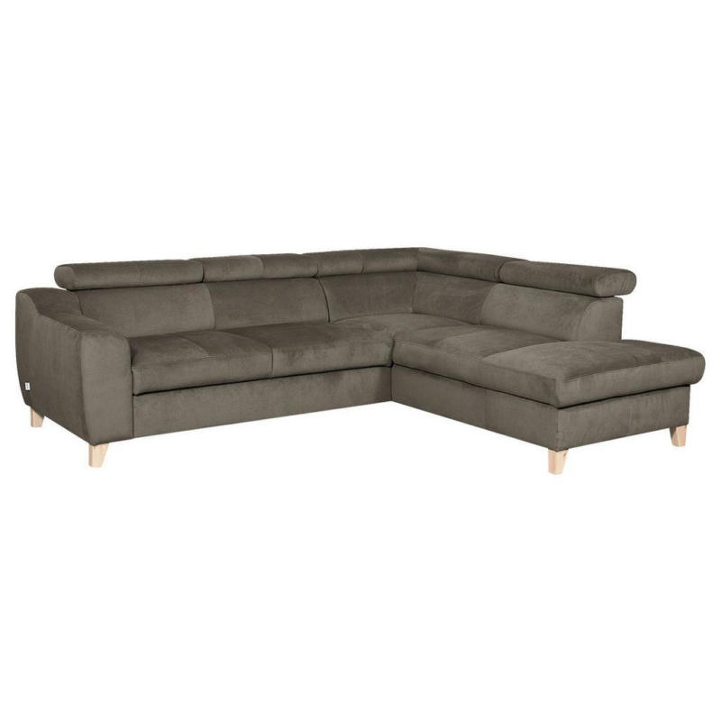 Ecksofa Aspen mit Bettkasten Webstoff Graubraun 245x208 cm