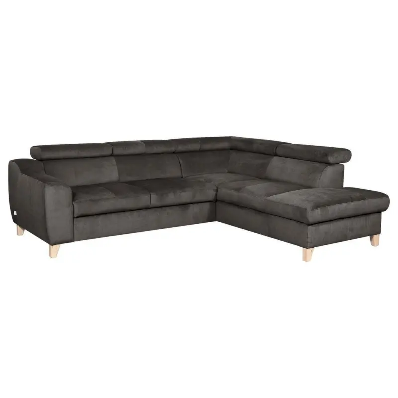 Ecksofa Aspen mit Bettkasten Webstoff Dunkelgrau 245x208 cm