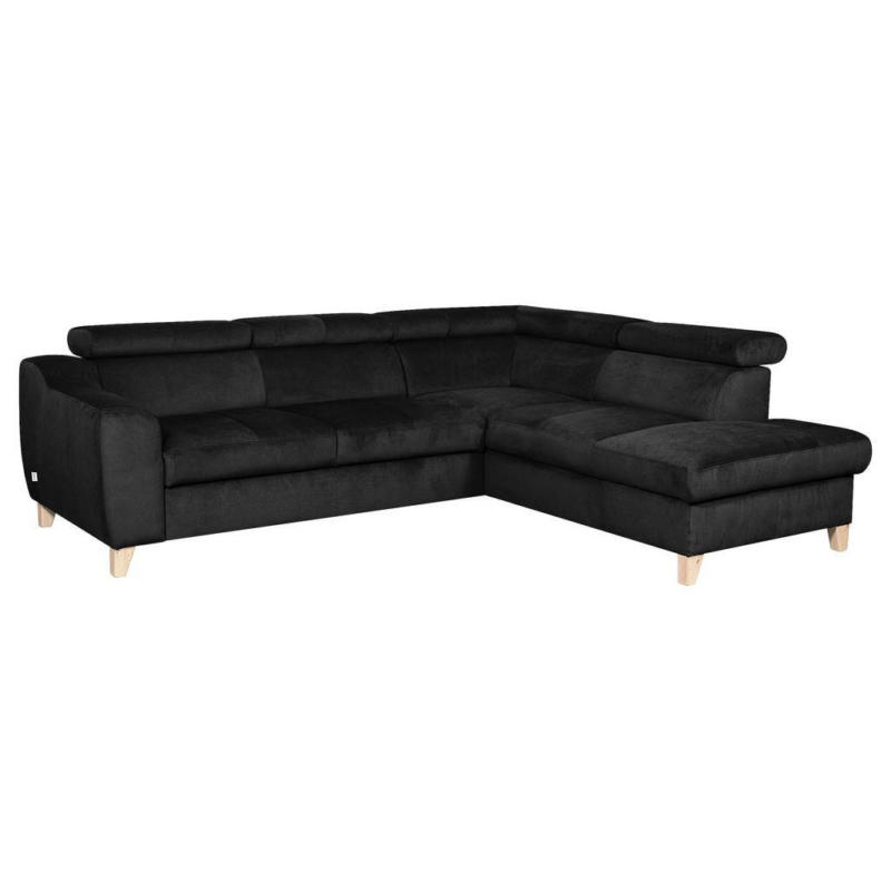 Ecksofa Aspen mit Bettkasten Webstoff Schwarz 245x208 cm