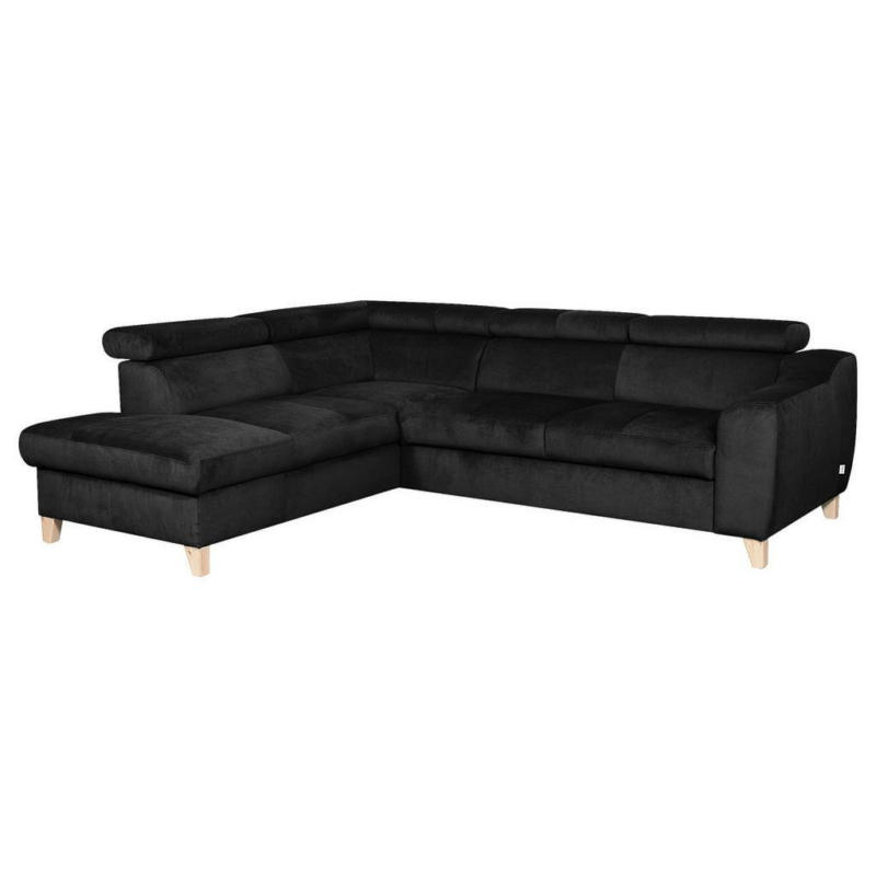 Ecksofa Aspen mit Bettkasten Webstoff Schwarz 208x245 cm