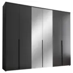 Möbelix Drehtürenschrank 270 cm Kevo Graphitfarben/Spiegelglas