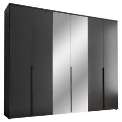 Drehtürenschrank 270 cm Kevo Graphitfarben/Spiegelglas