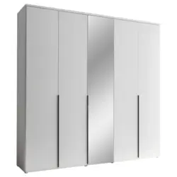 Drehtürenschrank 225 cm Kevo Weiß/Spiegelglas