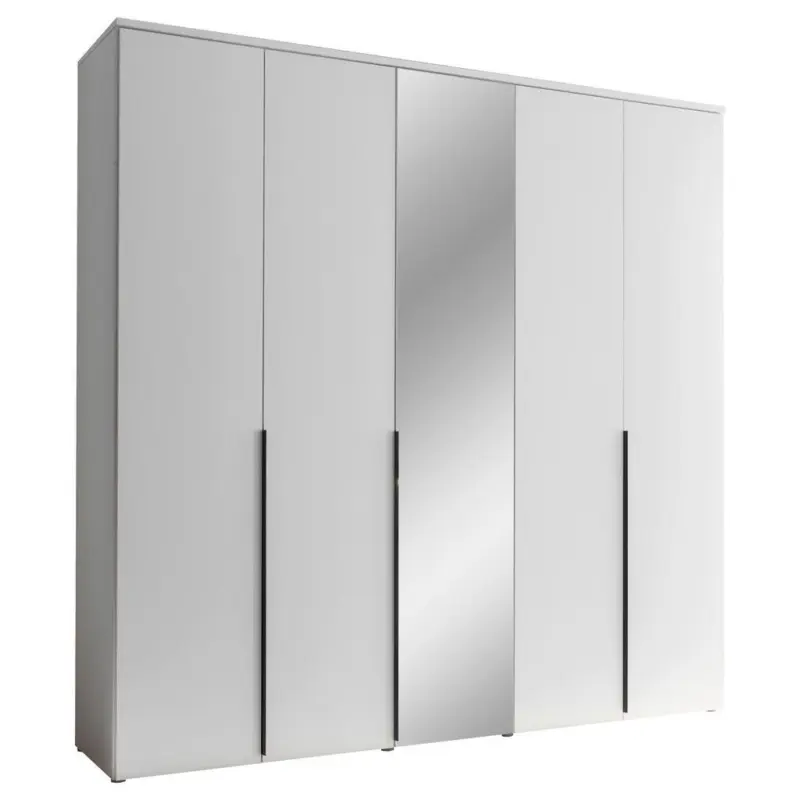 Drehtürenschrank 225 cm Kevo Weiß/Spiegelglas