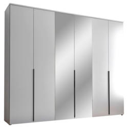 Drehtürenschrank 270 cm Kevo Weiß/Spiegelglas