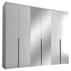 Dreht&uuml;renschrank 270 cm Kevo Wei&szlig;/Spiegelglas