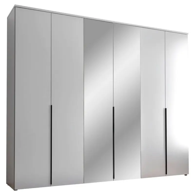 Dreht&uuml;renschrank 270 cm Kevo Wei&szlig;/Spiegelglas
