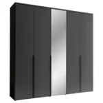 Möbelix Drehtürenschrank 225 cm Kevo Graphitfarben/Spiegelglas