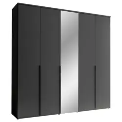 Drehtürenschrank 225 cm Kevo Graphitfarben/Spiegelglas