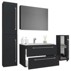 Badezimmer Badinos 5-teilig Schwarz B: 80 cm
