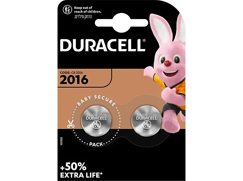 Duracell 2016 Lithium Knopfbatterie, 2er Pack (DL2016/CR2016); Knopfzelle