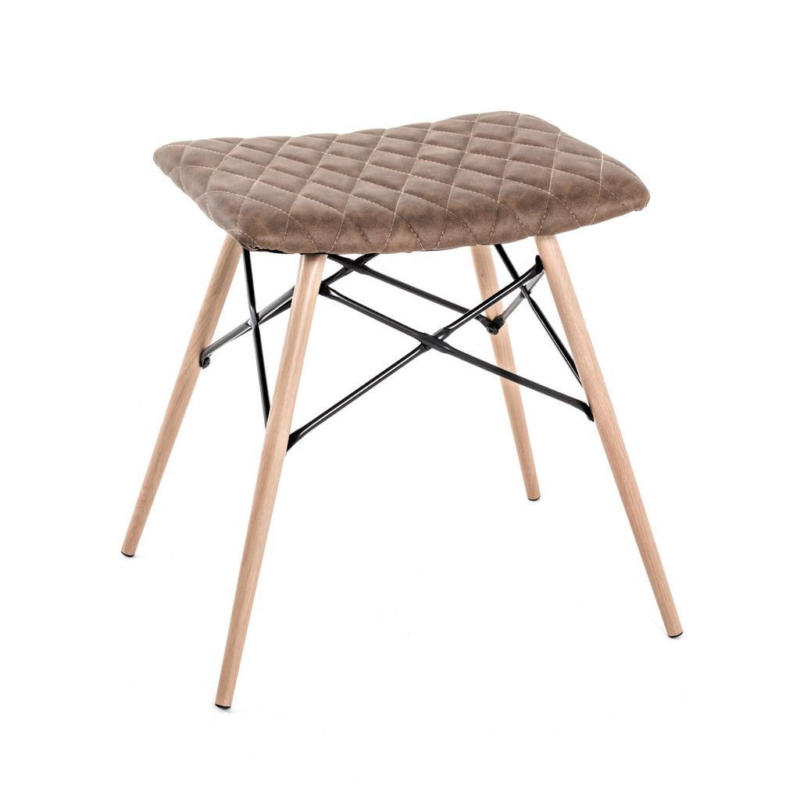 Hocker Stool Braun/schwarz/ Buche Sitz Gepolstert H: 47 Cm