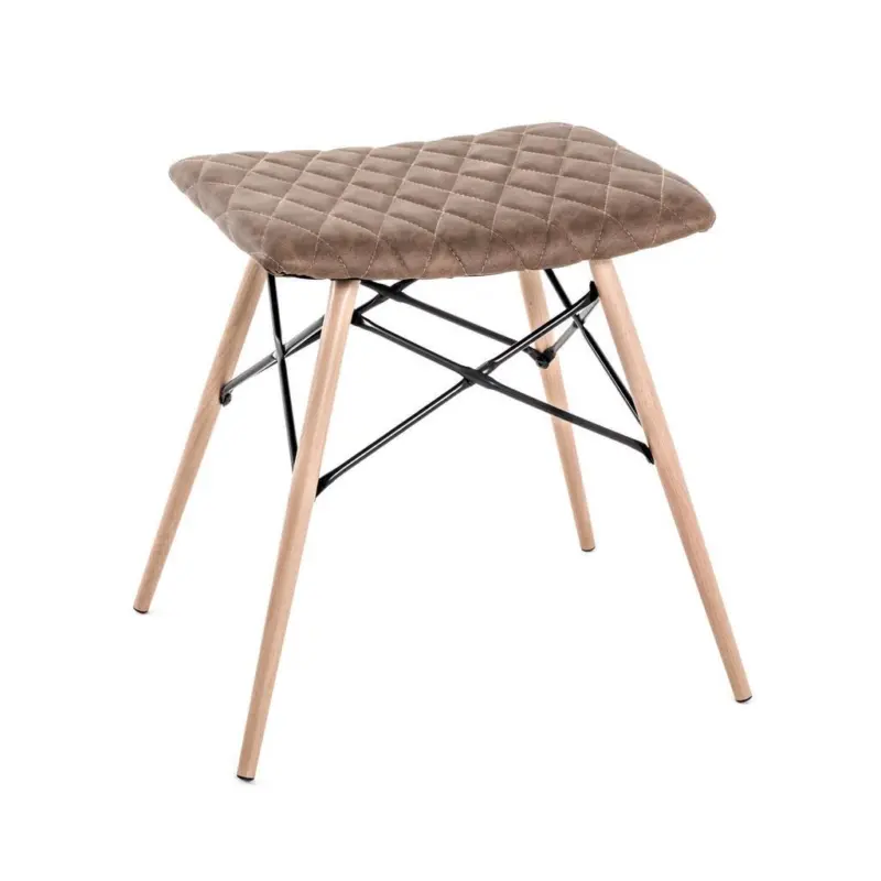 Hocker Stool Braun/Schwarz/ Buche Sitz Gepolstert H: 47 cm