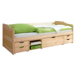 Stauraumbett Echtholz Massiv 90x200 Marlies, Kiefer Natur